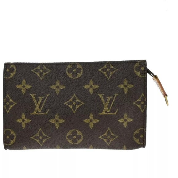 LOUIS VUITTON Logo BUCKET PM Pouch Bag Monogram Leather Brown France 60EE072 - Picture 1 of 13